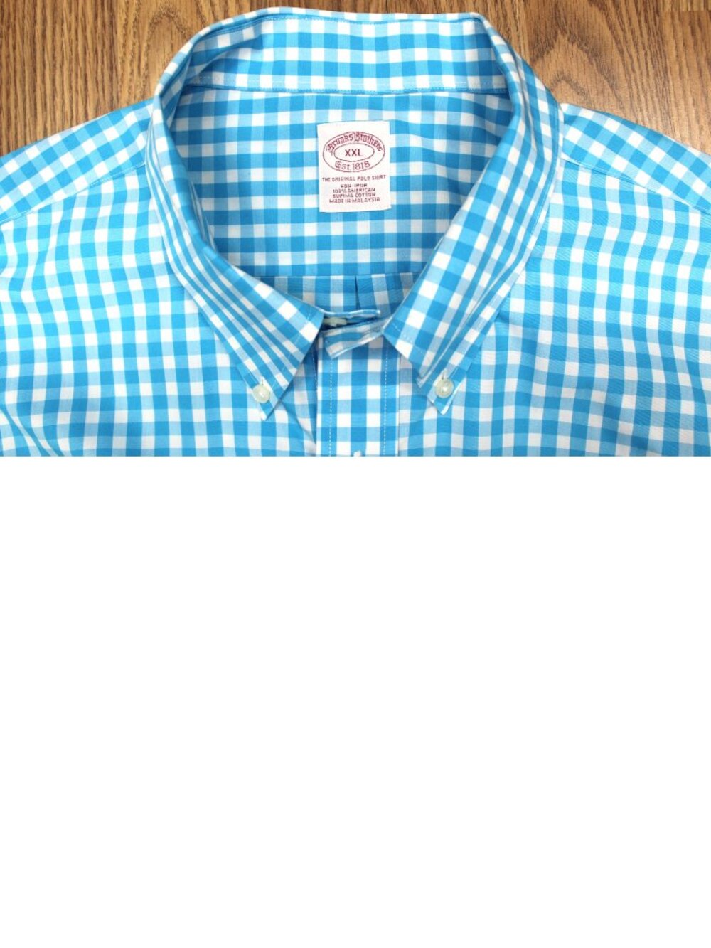 BROOKS BROTHERS ORIGINAL FIT 100% COTTON SHIRT AQUA BLUE & WHITE 2X-LARGE, XXL